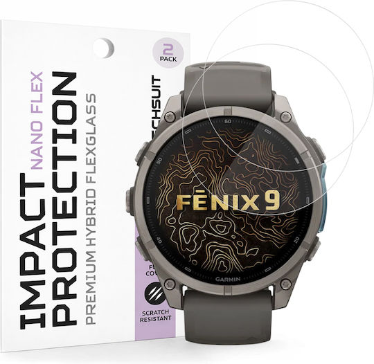 Techsuit Nano Flex 2er-Pack für Garmin Fenix 9 51 mm / Fenix 9 Pro 51 mm Schwarz
