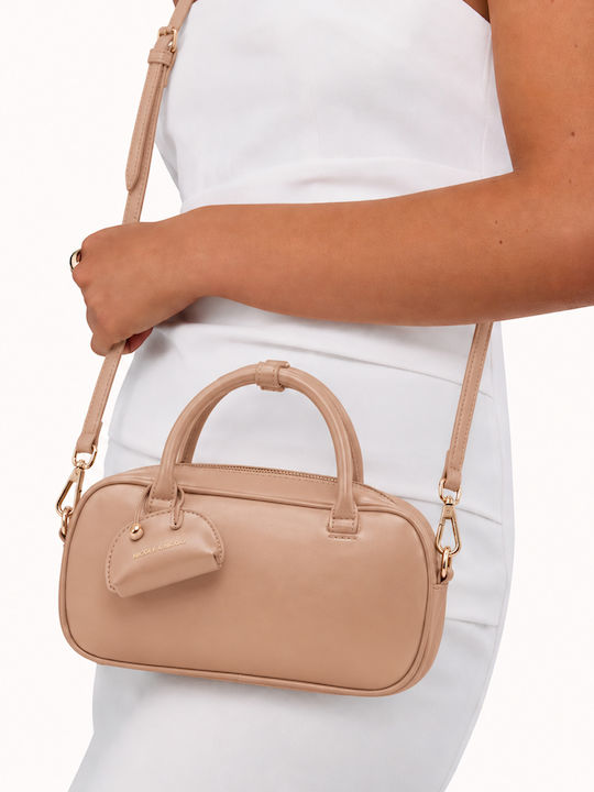Beige-Dunkle Damenhandtasche aus Stoff
