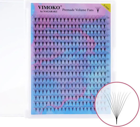 Eyelash Extensions Mix 10d 0.07 Premade Vimoko By Nagaraku 320 Fans 8-14 Mm