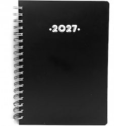 Ydrogeios Daily Diary 2027 Black Spiral 21x29 cm