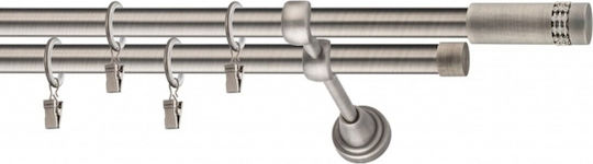 Rodeco Bară Metalică pentru Perdele Alaska Dublă cu Tijă Φ19mm 140cm Gray Stone