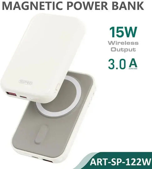 SiiPro Macaron MagSafe Външна батерия 10000mAh 15W Бяла