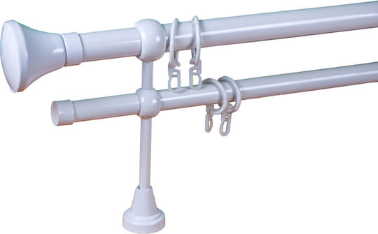 Rodeco Bară Metalică Dublă pentru Perdele cu Tijă 140 cm White