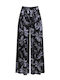Damen Pantaloons Imprimé Viskose Loose Fit Schwarz