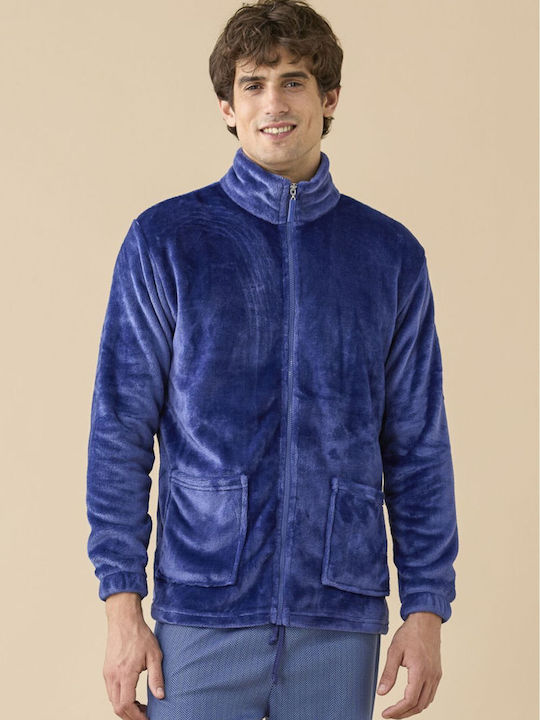 Noidinotte Winter-Herrenbademantel Blau