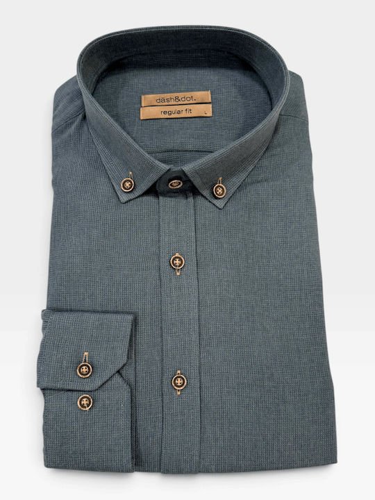 Long-Sleeve Shirt in Regular Fit Petrol Blue