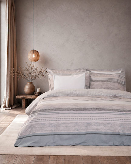 Nima Seya Super-Double Bed Sheet Set 240x260cm Beige-Grey (4 pcs)