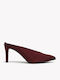 Burgundy Mules Heels Pointed Toe Thin Heel