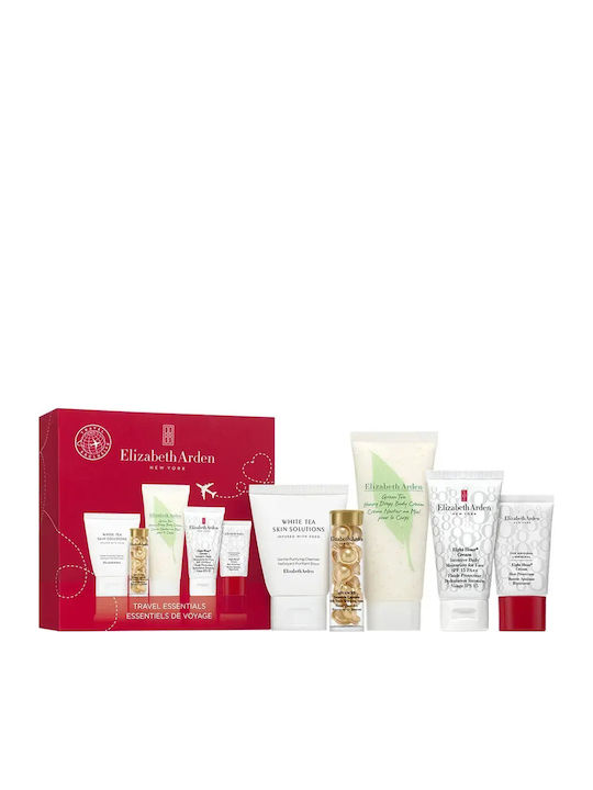Elizabeth Arden Set White Tea Skin Solutions Cremă de Curățare Purifiantă 50 Ml + Capsule Serum Avansat cu Ceramide Hrănitor și Reparator pentru Față 14 Bucăți + Green Tea Honey Drops pentru Hidratarea Corpului