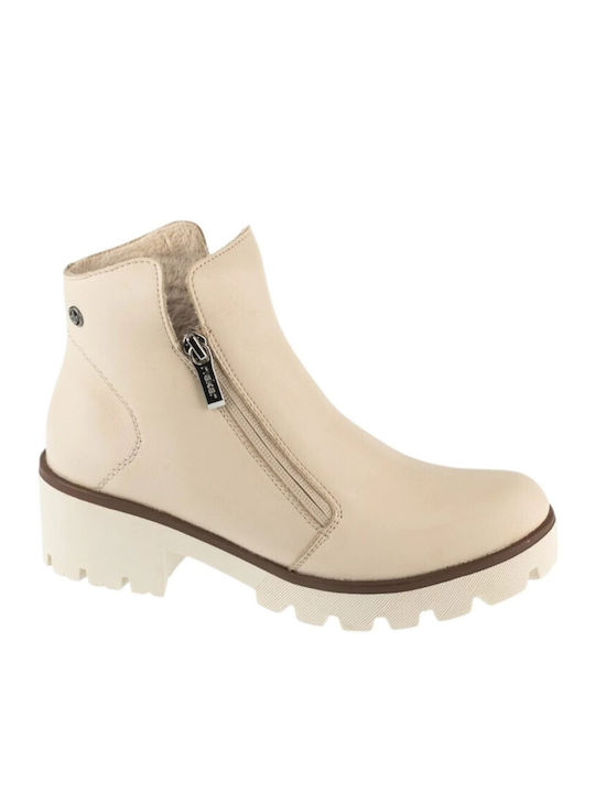 Rieker Beige Damen-Lederstiefeletten