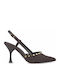 Satin Pumps with High Heel Brown Satin Gold