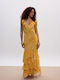 Summer Maxi Evening Dress with Ruffles Yellow