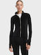Lange Damen-Strickjacke mit Reißverschluss Schwarz
