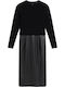 Midi-Kleid Langärmlig Black