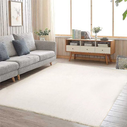 SpitiBazaar Χαλί Ορθογώνιο Shaggy Λευκό 200x290cm