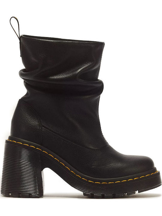 Lederne Damen-Knöchelstiefel Black