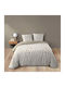 L-c Zerbis Cotton Duvet Cover Set 240x220cm Super King with 4 Pillowcases Natural