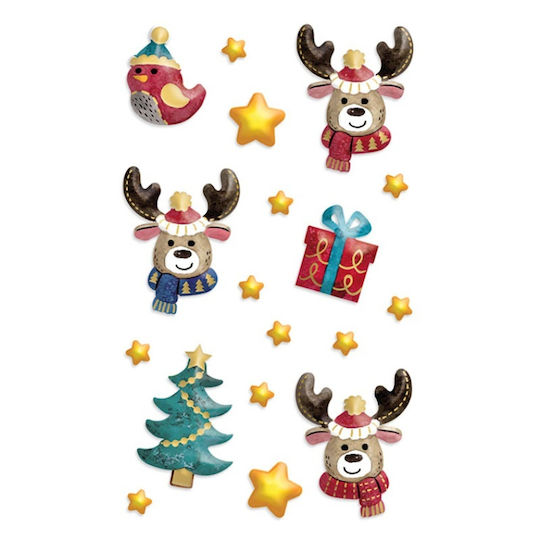 Αυτοκολλητα Bsb Creative Christmas Funny Elk Heads 1 Φύλλο