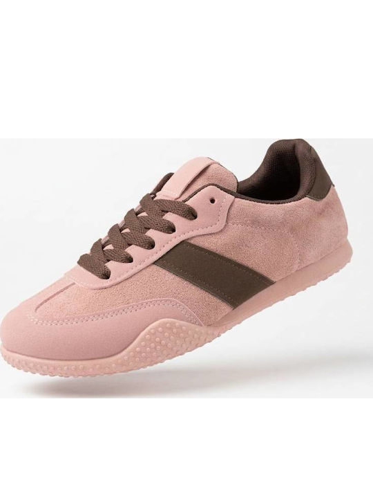 Ideal Shoes Сникърси в Розово с Кафява Ивица