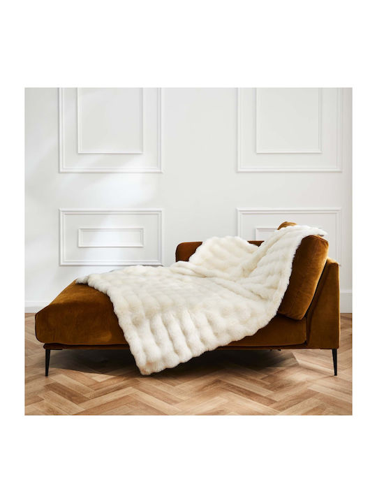 L-c Mounty Faux Fur Sofa Blanket 125x150cm Natural