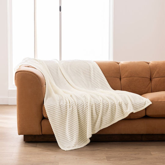 L-c Boudoir Κουβέρτα Γούνινη Καναπέ 125x150εκ. Εκρού