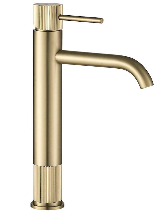 Rea Lungo Stripe Hohe Goldene Einhebel-Waschtischarmatur