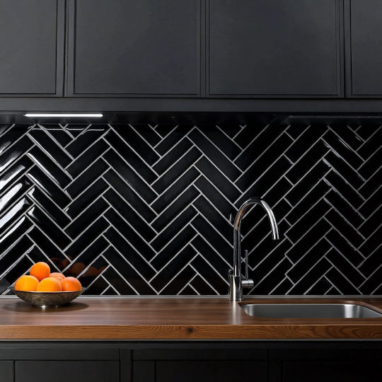3D Wall Panels Plastic Self-Adhesive Black 30.5x25cm