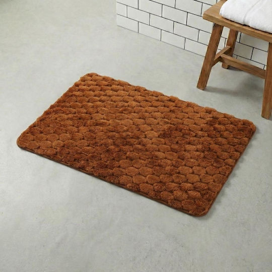 Olia Home Неплъзгаща се постелка за баня от микрофибър 2548410 Кафява 60x90 см