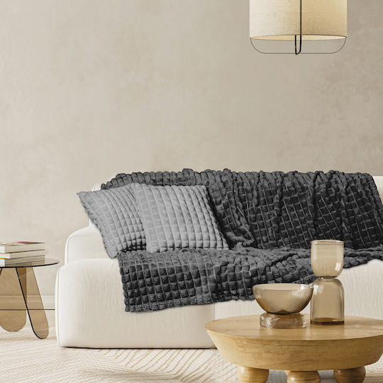 Das Home Κουβέρτα Fleece Καναπέ 130x170εκ. Dark Grey