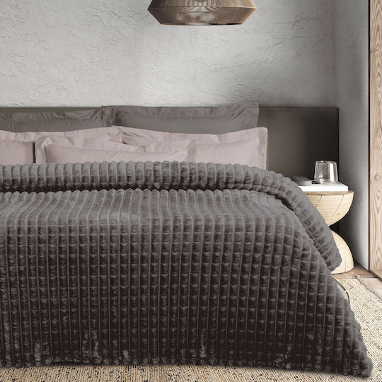 Das Home Κουβέρτα Fleece Υπέρδιπλη 220x240εκ. Dark Grey