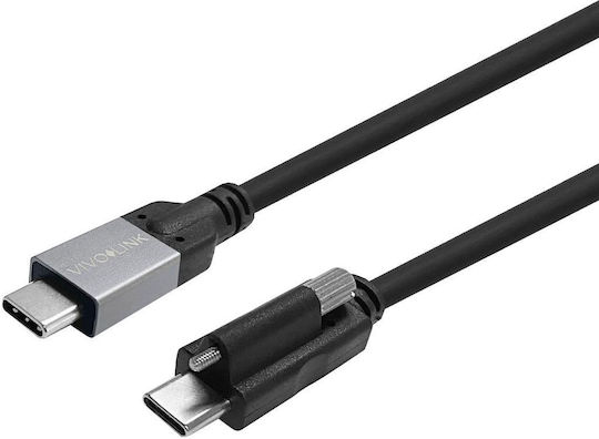 Vivolink Cablu USB-C cu conector cu șurub la USB-C 9m, compatibil cu 10 Gbit, testat pentru utilizare în mediul enterprise