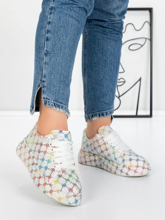 Sneakers Flatforms Pentru Femei Albi