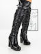 Women's High-Heeled Boots with Elastic Gusset Black