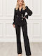 Costum Negru Dama cu Croială Tapered