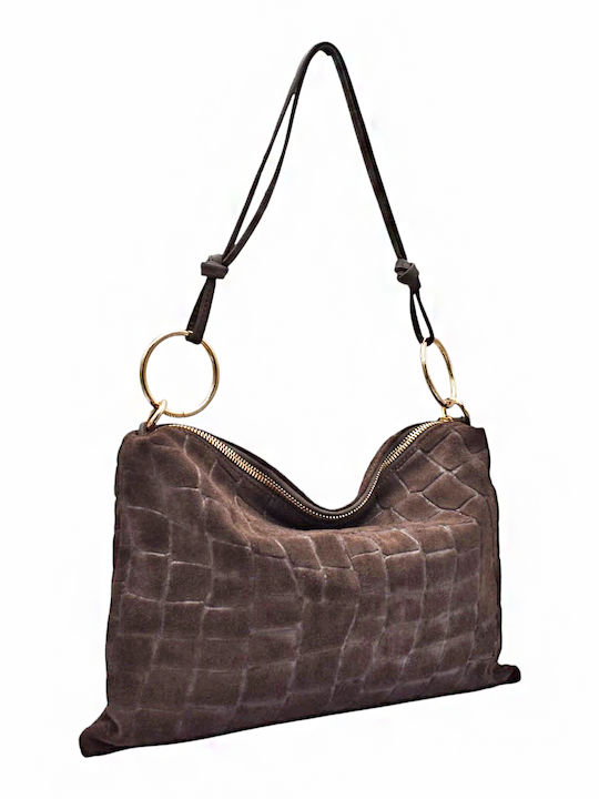 Leather Women's Hobo Bag Suede Brown