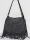 Women's Suede Messenger Bag with Grey Fringes