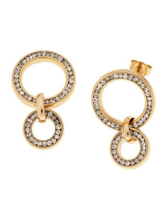 Senza Dangle Earrings in Gold-Plated Steel with Stones