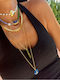 Kaleido Gold-Plated Steel Necklace with Blue Zircon