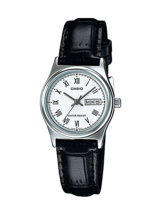 Casio Γυναικείο Ρολόι Μπαταρίας με Μαύρο Δερμάτ...