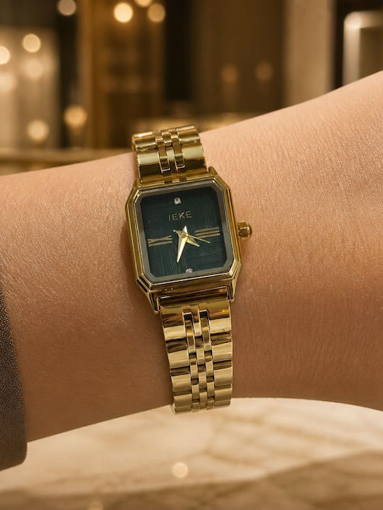Women's Battery-Powered Watch with Gold Stainless Steel Bracelet