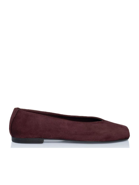 Sante Balerini de Damă din Piele Burgundy