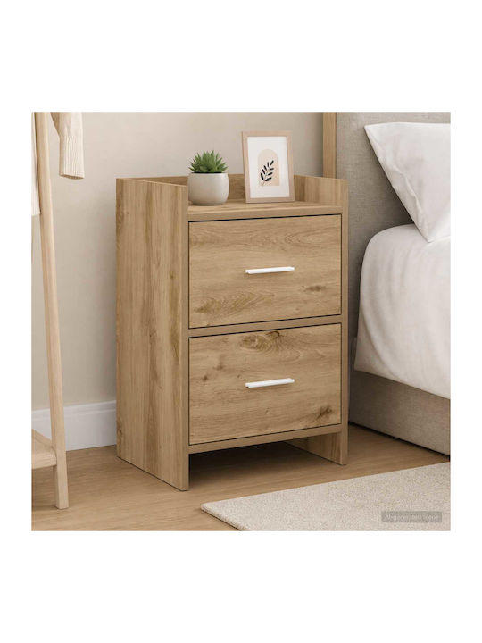 Wooden Bedside Table with Metal Legs Brown 40x3...