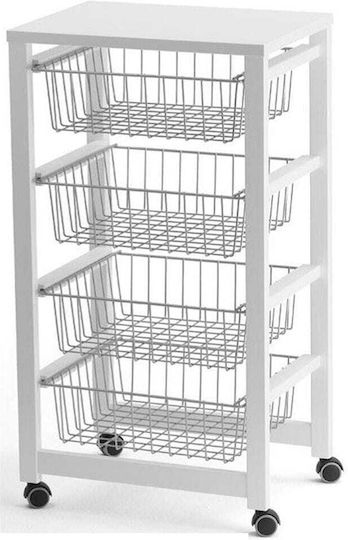 Arredamenti Italia Küchenwagen aus Metall Weiß 46x34x83 cm Arredamenti Italia Küchenwagen aus Metall Weiß 46x34x83 cm