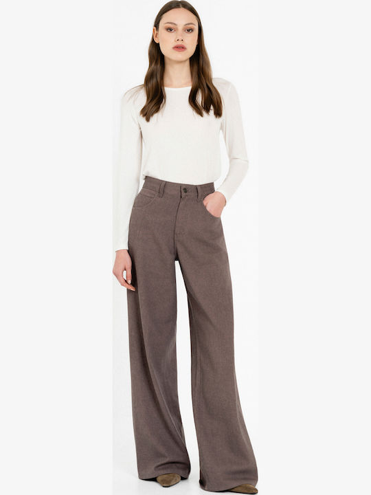 Women's Cotton Flared Trousers Bordeaux