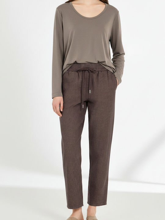 Philosophy Wear Women's Fabric Trousers Bordeaux