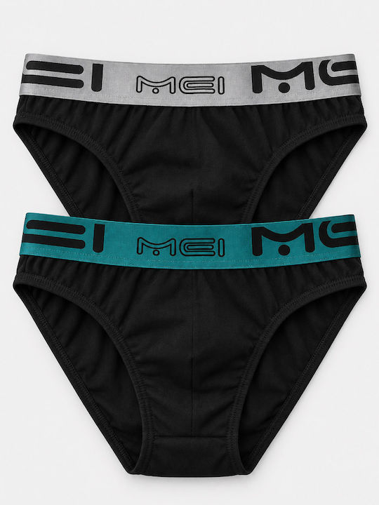 MEI Men's Black Slips 2 Pack