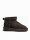Leather Women's Ankle Boots with Fur Moka