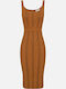 Brown Knitted Midi Dress