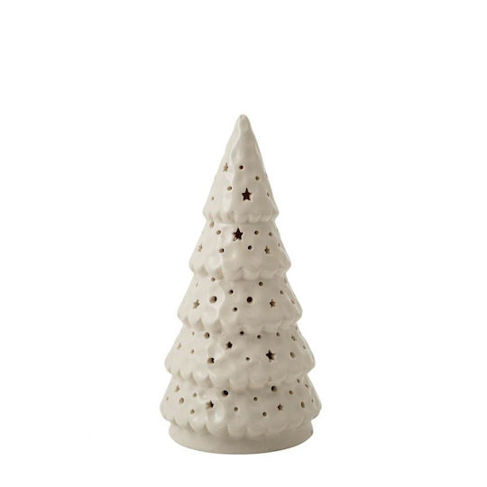 Illuminated Christmas Decorative Ceramic Tree 17.7 cm White
