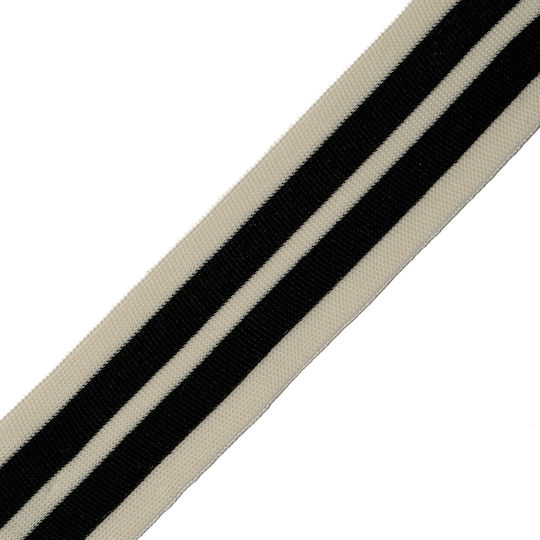 Gestricktes Zierband Creme 2 g Schwarz 4,1 cm pro Meter